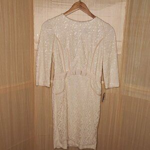 Taylor Womens New Lace Cream Midi Dress 8